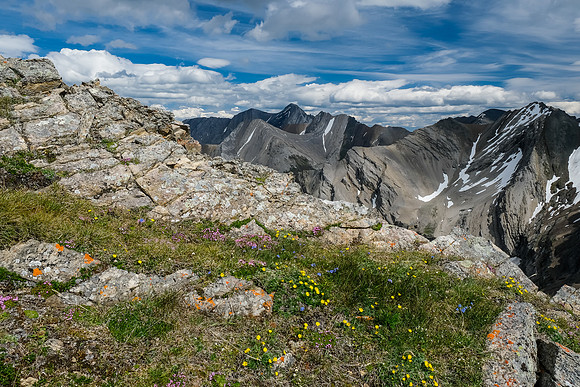 Scrambling Littlehorn Peak with views to Allstones Peak.