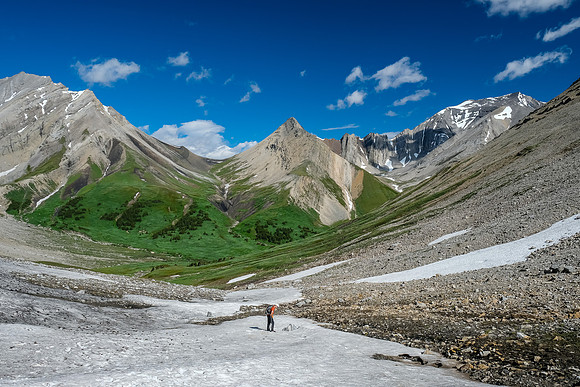 Descending into the north Littlehorn Meadows.