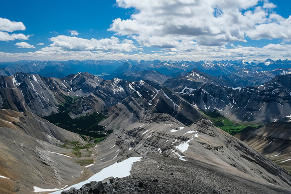 Views over our approach to Littlehorn, Vision Quest, Stelfox and Bright Star.