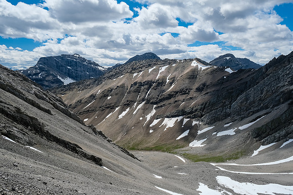 Descending back to the south bowl.