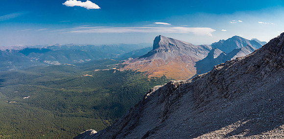 Views off the east face across the ridge towards Beehive Mountain are very respectable now that the smoke has started to clear off a bit.