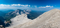 Wietse on the summit of Mount Lyall with pretty good views to the north.