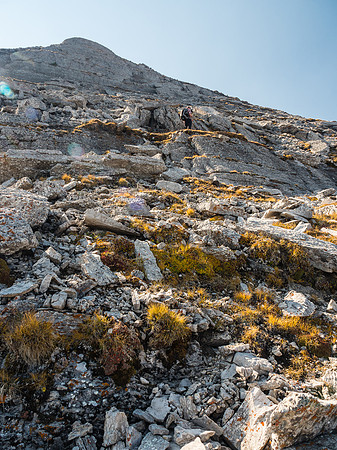 Phil and I enjoyed some fun moderate terrain up small slabs and cliffs while Wietse was on terrain to the right of us here.