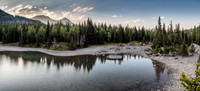 Looking over the lake and our little bivy (R) with our next objective - Mount Gass - off in the distance at left.