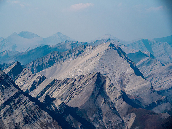 Mount O'Rourke with the Courcelette Peaks in the far distance.