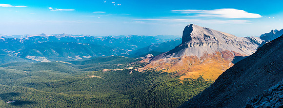 One of my favorite photos from the whole trip is of Beehive Mountain in late day lighting with brilliant alpine meadows and a sharp east face in deep shadow.