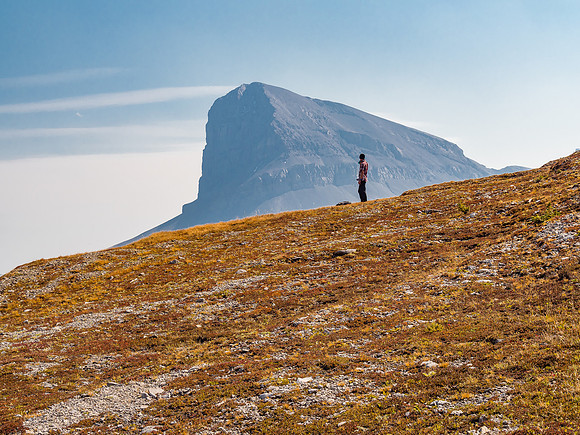 Phil contemplates life with Beehive Mountain looming in the distance.