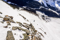 The skis are left behind and the hundreds of vertical meters of boot packing begin.