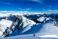 Ben ascends the snow slope to Aberdeen's summit block. Haddo at center left.
