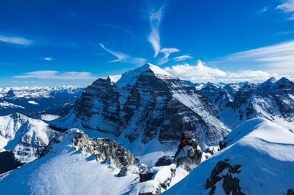 Ben traverses the summit ridge.