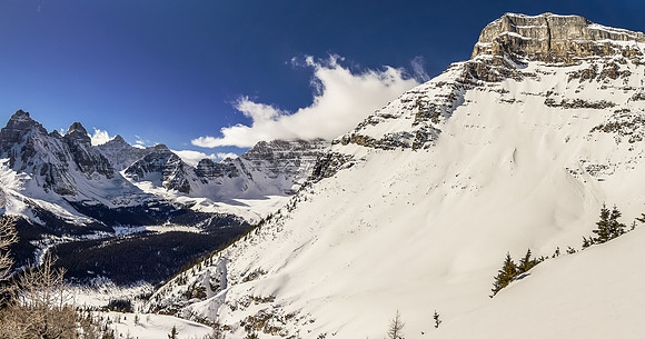 These are only a tiny fraction of the slopes leading to the terrain trap and bowl beneath this unnamed peak that lies between Aberdeen and The Mitre.