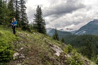 On the ridge, note the faint trail.