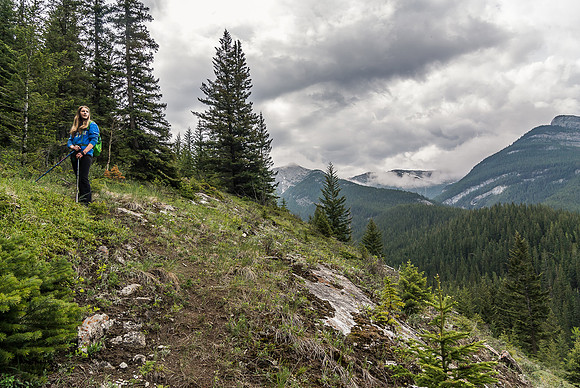 On the ridge, note the faint trail.