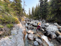Hiking up the north branch of Stoney Creek.