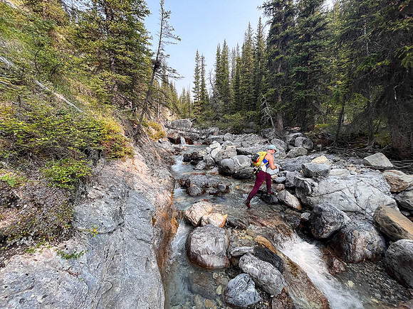 Hiking up the north branch of Stoney Creek.