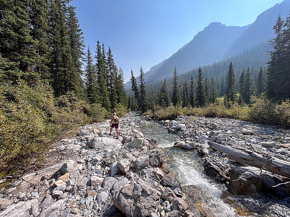 Hiking back out of the north branch of Stoney Creek.