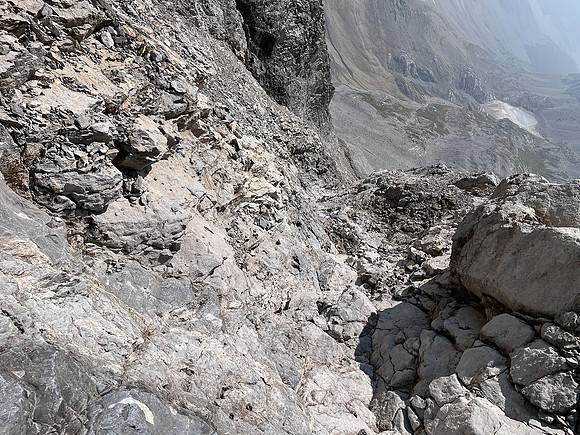 Scrambling the south face of Puma Peak.