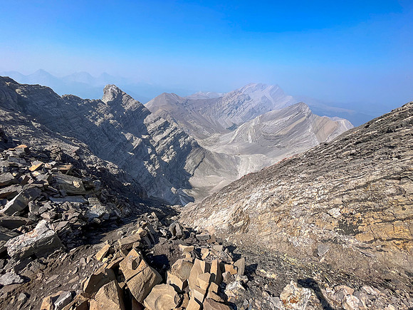 Scrambling the south face of Puma Peak.
