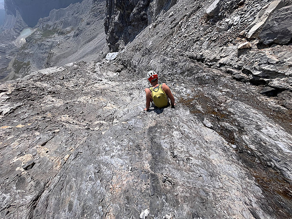 Descending the south face of Puma Peak.