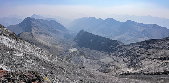 Descending the south face of Puma Peak.
