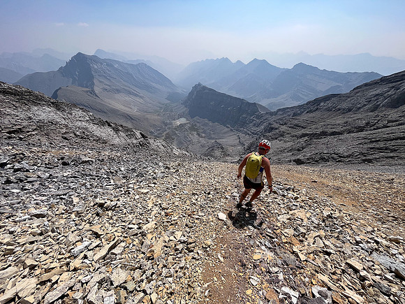 Descending the south face of Puma Peak.