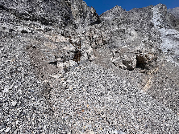 Scrambling the south face of Puma Peak.