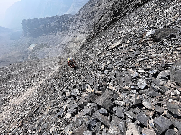 Scrambling the south face of Puma Peak.