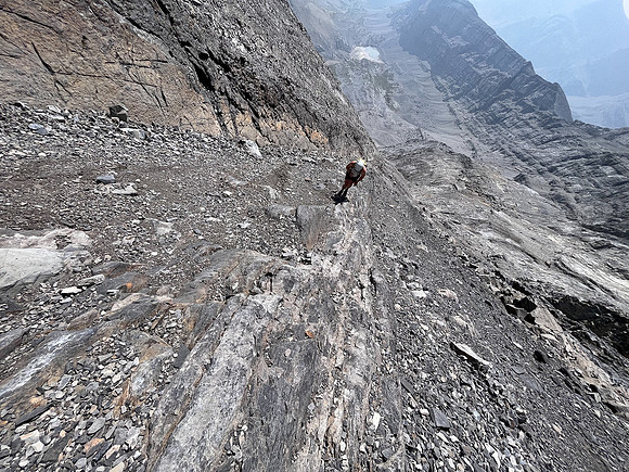 Scrambling the south face of Puma Peak.