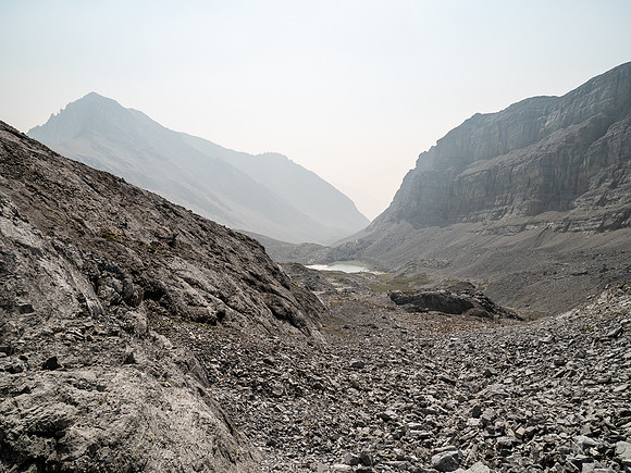 Approaching the south face of Puma Peak.