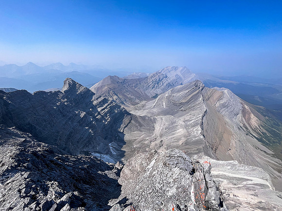 Descending the upper west ridge.