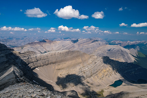 Summit view from HH89 over Forbidden Lake to Forbidden Peak.