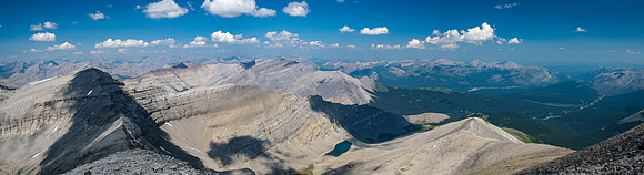 Views over Forbidden Lake to the lower and ill-named (IMHO) Forbidden Peak. The peak I’m on is higher, stands directly over Forbidden Lake and shares borders with Forbidden Creek. My approach at righ