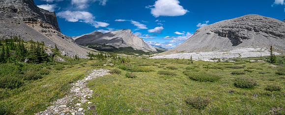 Exiting the NE trending valley along Scalp Creek between HH89 and Elch Peak.