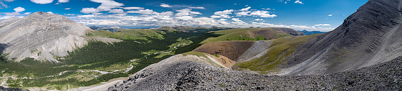 Hiking up an outlier of Elch Peak. Views down Scalp Creek.