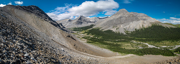 Hiking up an outlier of Elch Peak. Views down Scalp Creek.