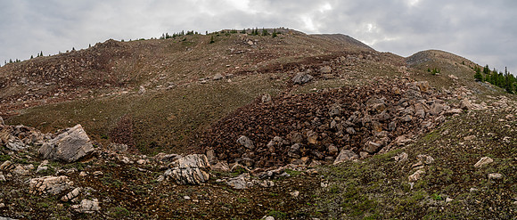 Ascending SW rubble slopes.
