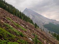 Ascending SW rubble slopes.