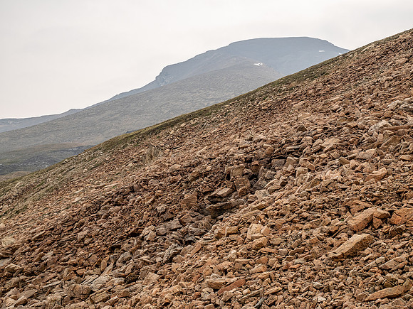 Ascending SW rubble slopes.