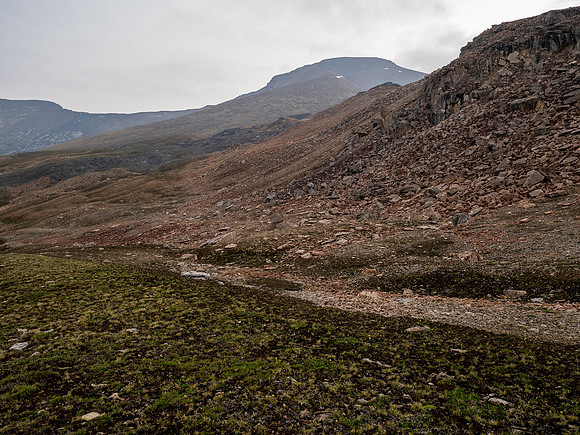Ascending SW rubble slopes.