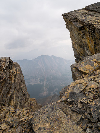Ascending SW rubble slopes.