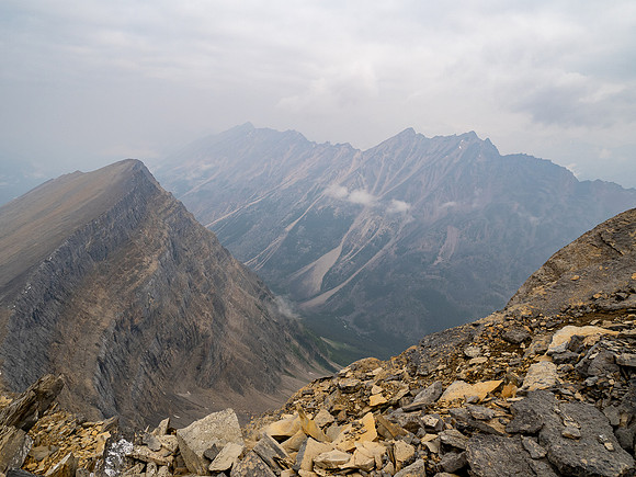 Ascending SW rubble slopes.