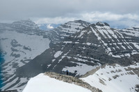 Phil is tiny on the west ridge as we traverse to the outlier between Baril and Cornwell.