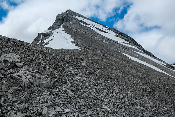 Phil ascends to the summit block.