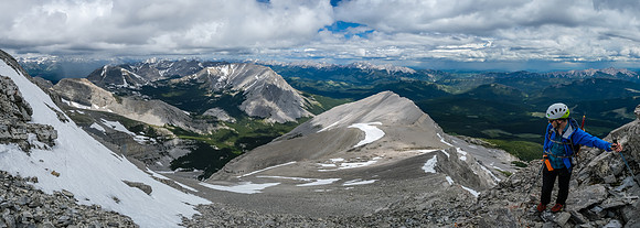 On the first cliff band.
