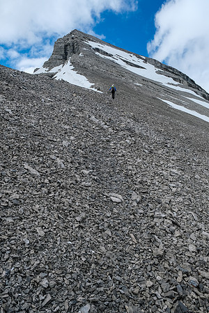 Phil ascends to the summit block.