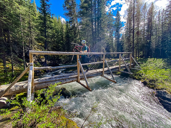 Crossing Baril Creek on a good bridge.