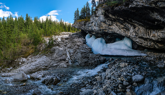 Views from downstream of the ice cave.