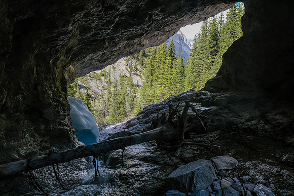 Exiting the cave.