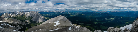 View back down the NE ridge over the plateau to Armstrong (L) and Burke (R).
