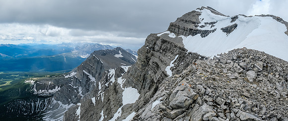 View from the top of the crux to the summit.